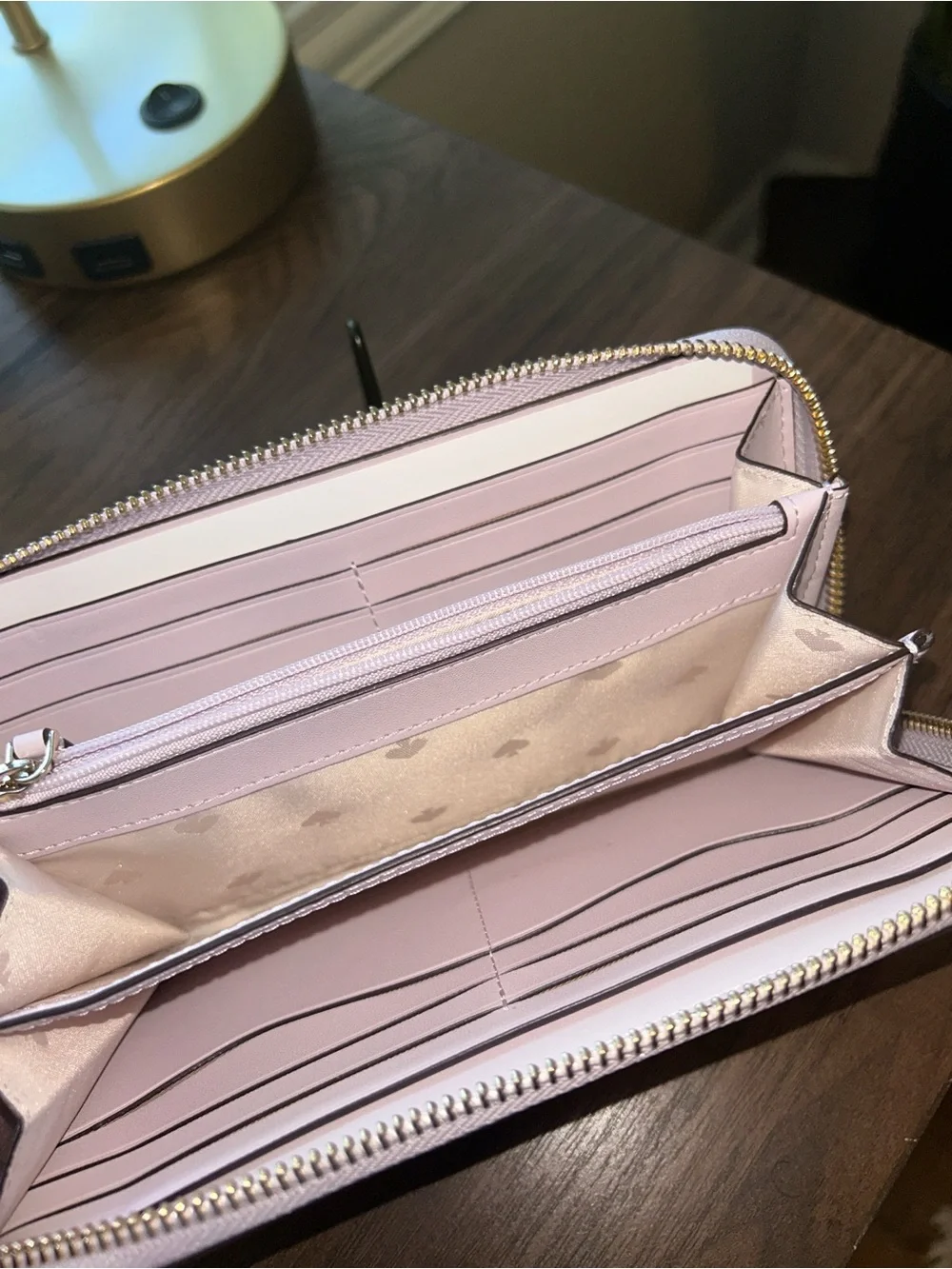 kate spade Leila pebbled leather shoulder bag with matching wallet in baby pink